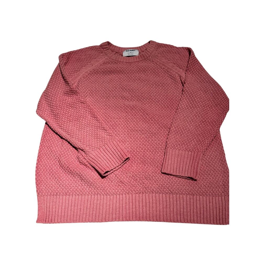 Old Navy Pink Textured Knit Crew Neck Sweater Women's Medium Cottagecore